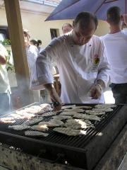 squid and bream on the grill